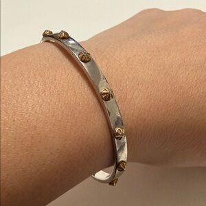 Coach Silver Bangle Bracelet w/ Gold Studs